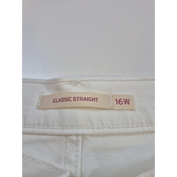 Levis Classic Straight Jeans Womens 16W White Mid Rise Stellar Stretch Denim - Picture 5 of 16